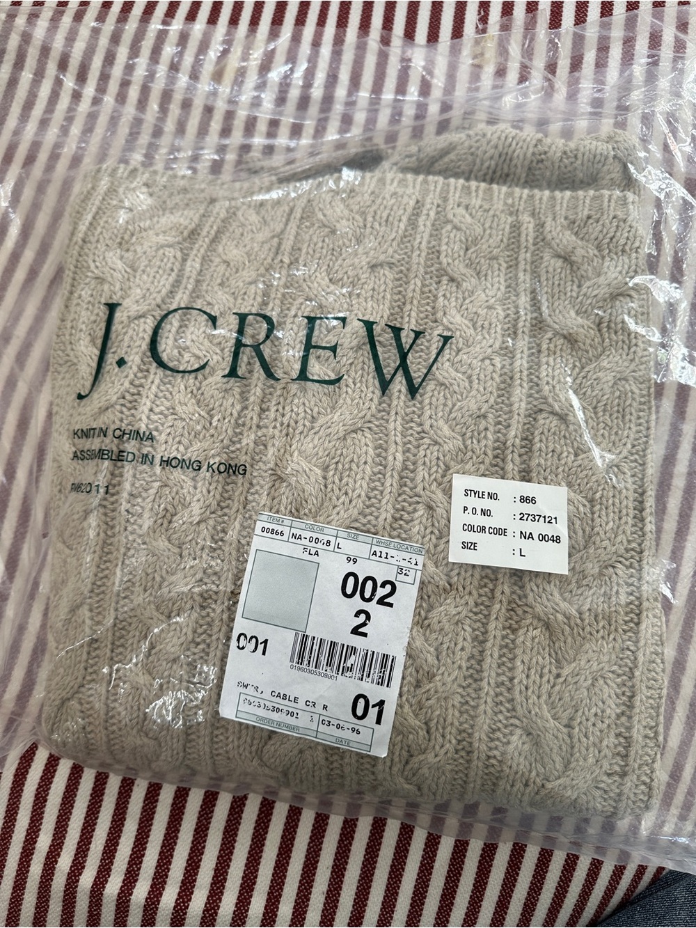 J.Crew 90s Oarsmen Rollneck Cable-Knit Sweater L Cotton Linen Cream Fisherman - Picture 6 of 7